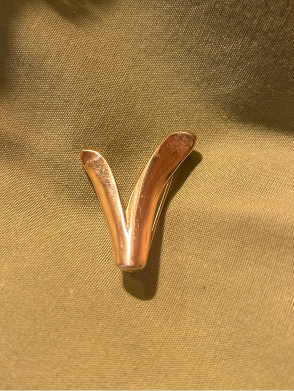 Vintage Gold Tone Wishbone Brooch Lucky Minimalist Pin